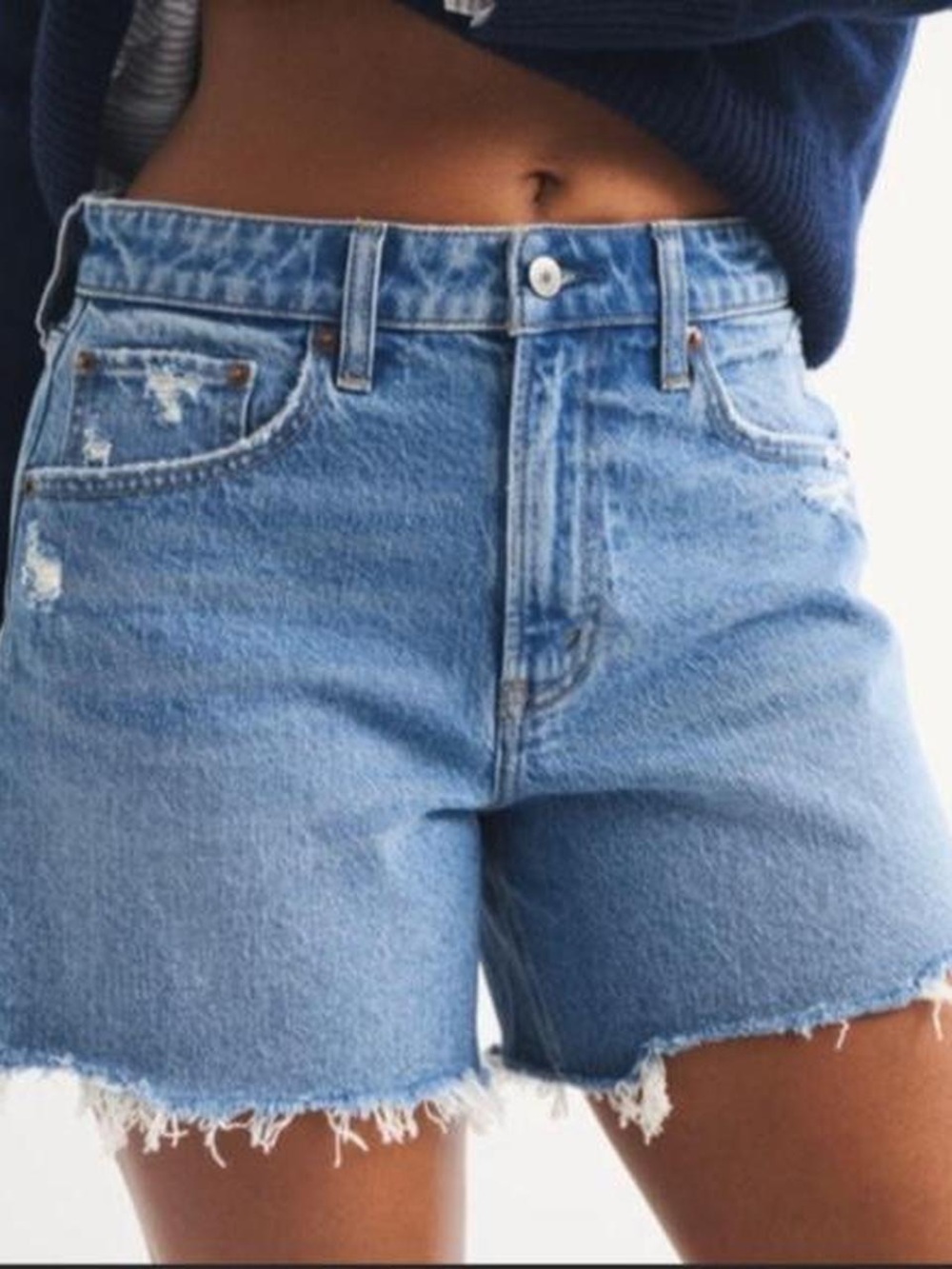 Abercrombie & Fitch Light Blue Distressed Denim Shorts